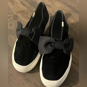 Keds x Kate Spade New York Triple Decker Black Velvet Bowtie Slip-on Sneakers‎